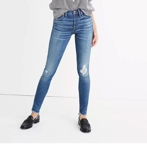 Madewell 9” high rise skinny distressed hem jeans